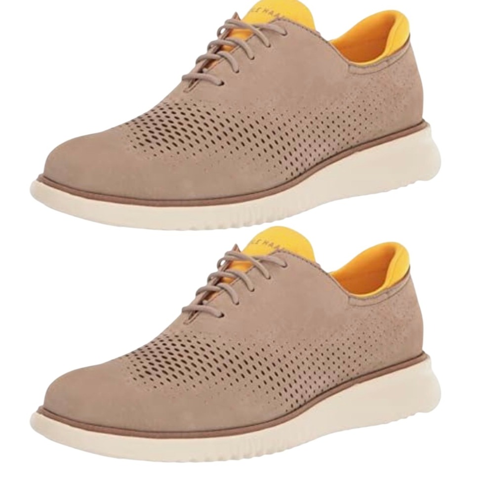 Cole Haan Men's 2 Zerogrand Laser Wingtip Oxfords Size 8 M‎ Color Dune Ivory NEW